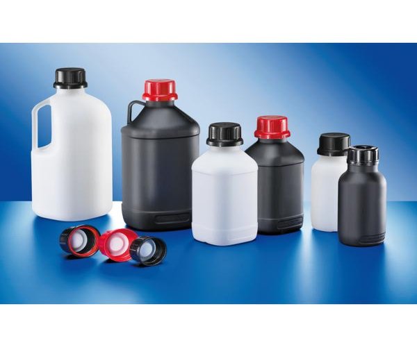 Frasco de cuello estrecho UN, PEHD, negro, 2500 ml