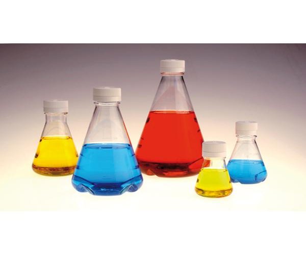 Pulsera Erlenmeyer, desechable, estéril, fondo plano, PETG, cierre PEHD, 2000 ml, cierre