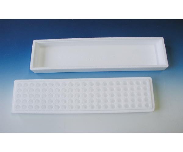 Recipiente de poliestireno, 100 x 340 x 65 mm, 100 / 5 x 20, con tapa