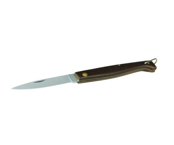 Cuchillo con mango de madera, acero inoxidable, plegable.