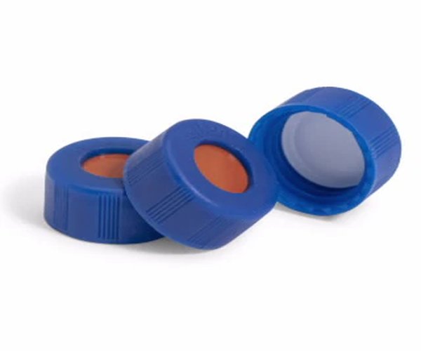 BND Tapa protectora azul PTFE/septa Si roja, paquete de 100