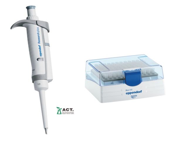 Eppendorf Research plus monocanal, variable, 0,5 - 10 µL, gris, incl. epT.I.P.S. caja