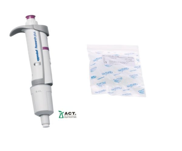 Eppendorf Research plus monocanal, variable, 0,5 - 5 ml, violeta, incl. epT.I.P.S. bolsa de muestra