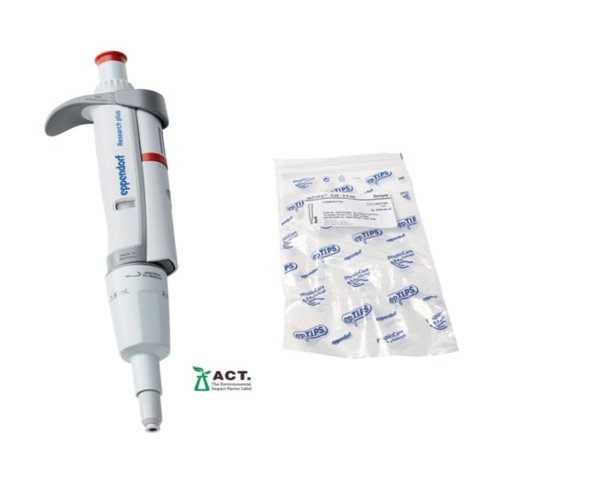Eppendorf Research plus monocanal variable 0,25 – 2,5 ml rojo incl. epT.I.P.S. bolsa de muestra