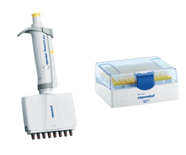 Eppendorf Research plus 8 canales, variable, 10 - 100 µL, amarillo
