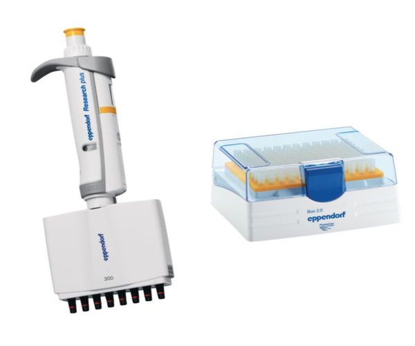 Eppendorf Research plus 8 canales, variable, 30 - 300 µL, naranja