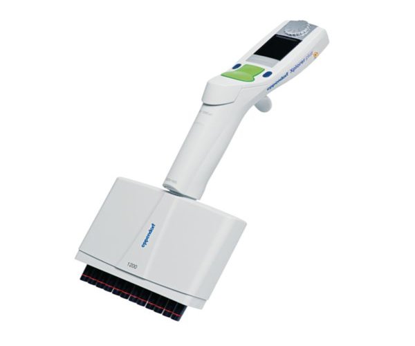 Eppendorf Xplorer 12 canales 50-1200 µL, botón de báscula multifunción verde, puntas de 1250 µL