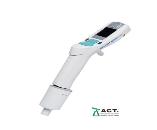 Eppendorf Xplorer plus monocanal 0,5-10 mL, botón de escala multifunción turquesa, puntas de 10 mL