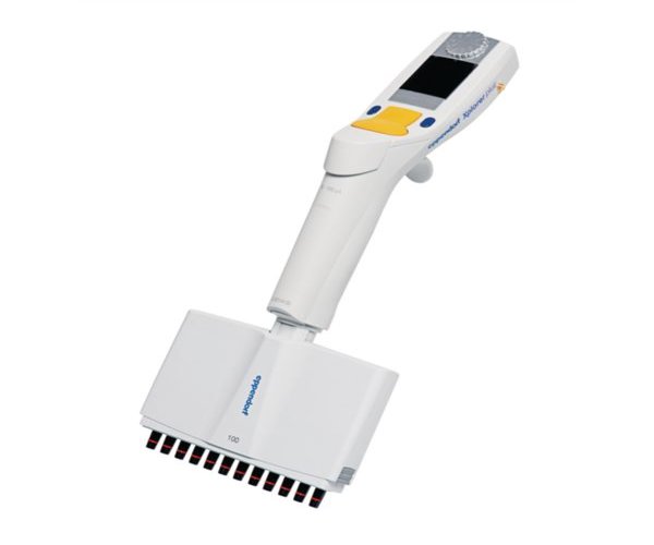 Eppendorf Xplorer plus 12 canales 5-100 µL, botón de báscula multifunción amarillo, puntas de 200 µL