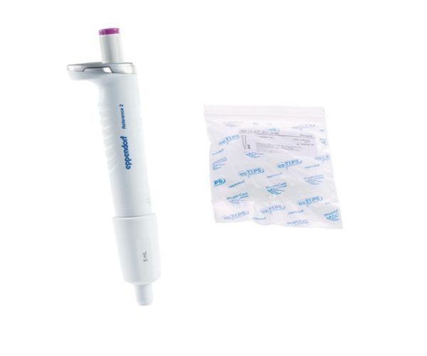 Eppendorf Reference 2 monocanal, variable, 0,5 - 5 ml, violeta, incl. epT.I.P.S. bolsa de muestra