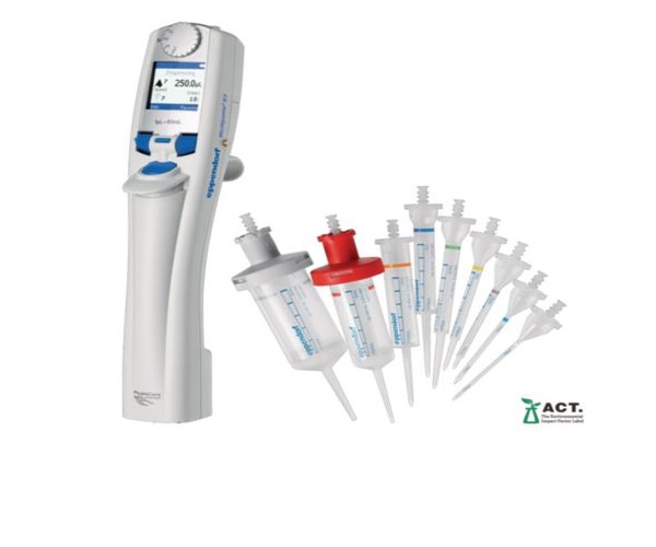 Multipette E3, con adaptador de carga y 1 pack surtido avanzado Combitips, 100-240V/50-60Hz
