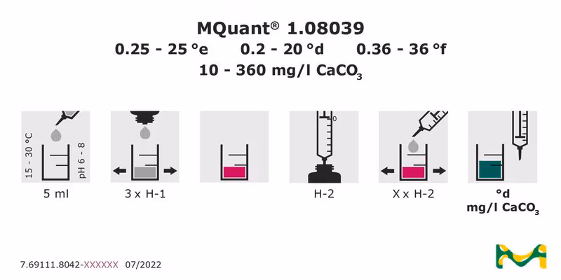 Total dureza Test titrimétrico, para uso con MQUANT pack 1X1EA