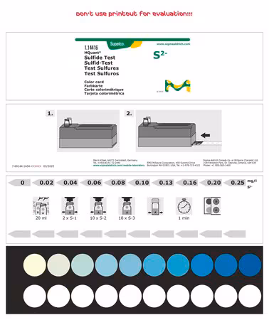 Sulfuro Test colorimetric, 0.02-0.25 mg/L (S2−), para uso con MCOLORTEST pack 1X1EA