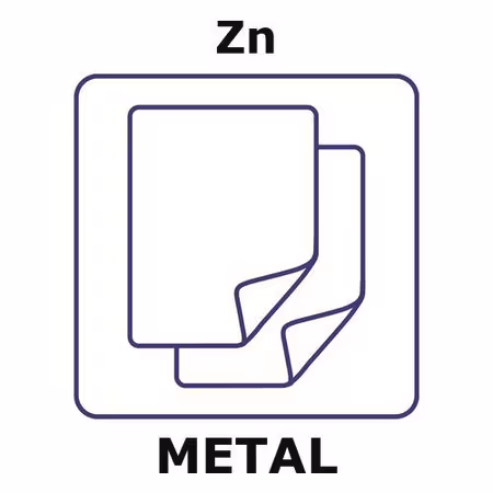 ZINC, LÁMINA, PROBADO LIGERO, 50X50MM, GRUESO& paquete 1X5EA
