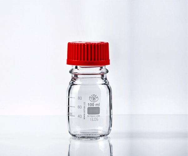 Frasco ISO Simax tapon+anillo rojo 100ml