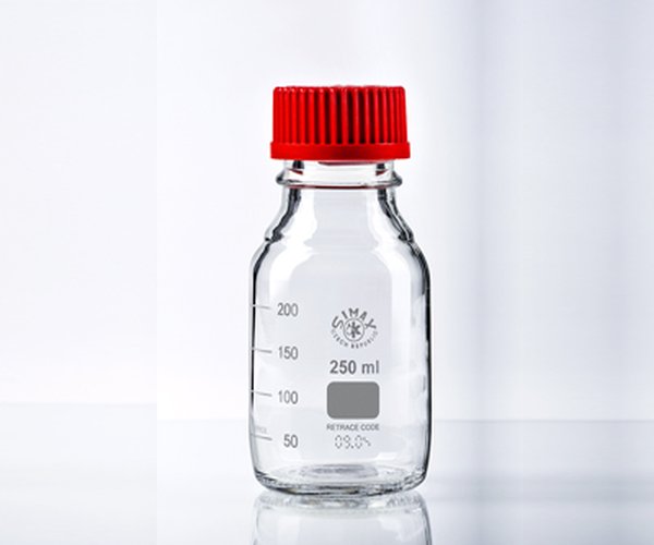 Frasco ISO Simax tapon+anillo rojo 250ml