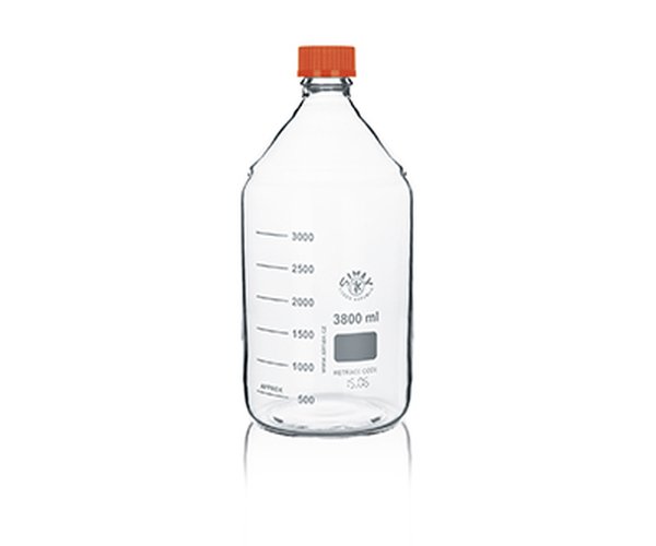 Frasco ISO Simax con tapon y anillo naranja 3800ml