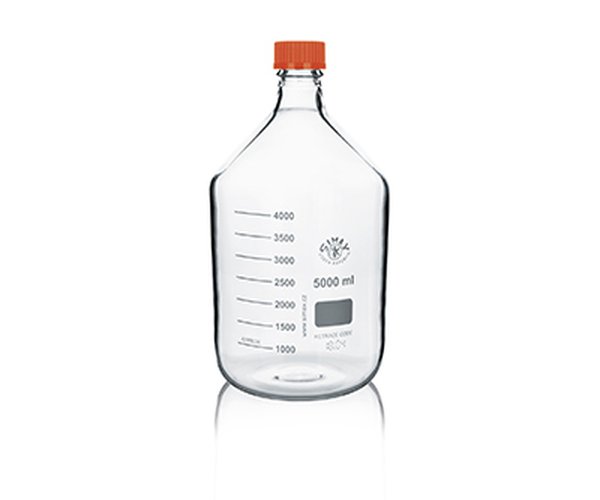 Frasco ISO Simax con tapon y anillo naranja 5000ml