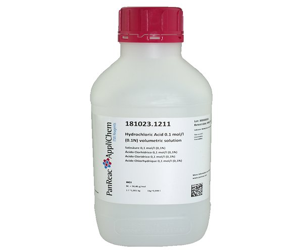 Acido Clorhidrico 0,1 mol/l (0,1N) solucion valorada , 5 L