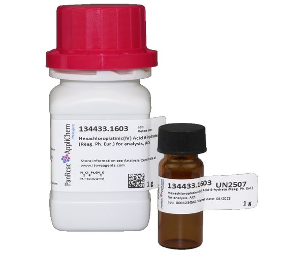 Acido Hexacloroplatinico(IV) 6-hidrato (Reag. Ph. Eur.) para analisis, ACS , 1 g
