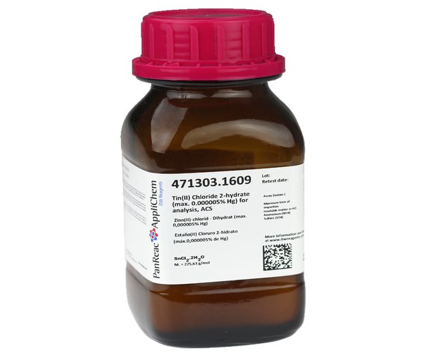 Estaño(II) Cloruro 2-hidrato (max.0,000005% de Hg) (Reag. USP) para analisis, ACS , 250 g