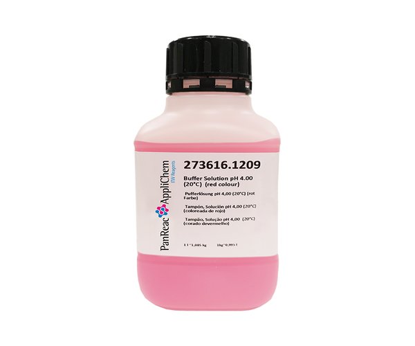 Tampon, Solucion pH 4,00 (20°C) (coloreada de rojo)  , 1 L