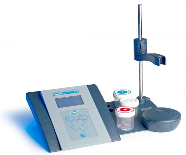 SENSION+ pH3, pH-metro, con agitador magnetico, soporte sensor/es, disoluciones pH 4, pH 7, pH 9 y