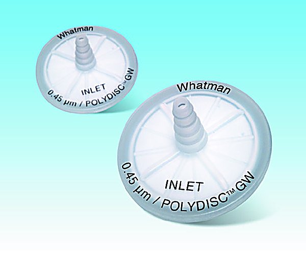 Filtro en linea Polydisc GW para analisis metales, Nylon+prefiltro, 50mm, 0.45µm1 x 20/pk