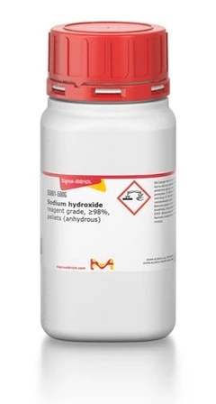 Hidróxido de sodio grado reactivo, ≥98%, gránulos (anhidro), paquete de 1 x 500 g. - Sigma Aldrich - Ácidos y bases - Ácidos y bases - S5881-500G-1