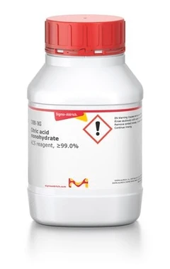 Ácido cítrico monohidrato, reactivo ACS, ≥99,0%, envase de 1 x 25 g. - Sigma Aldrich - Ácidos y bases - Ácidos y bases - C1909-25G-3