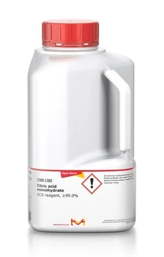 Ácido cítrico monohidrato, reactivo ACS, ≥99,0%, envase de 1 x 25 g. - Sigma Aldrich - Ácidos y bases - Ácidos y bases - C1909-25G-4