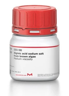 Sal sódica de ácido algínico procedente de algas pardas. Viscosidad media. Envase de 1 x 250 g. - Sigma Aldrich - Compuestos bioquímicos - Compuestos bioquímicos - A2033-250G-1