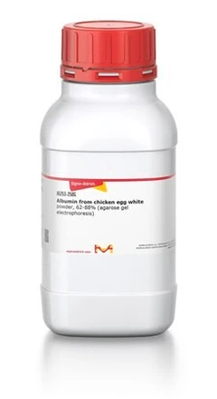 Albúmina de clara de huevo de gallina en polvo, 62-88% (electroforesis en gel de agarosa), envase de - Sigma Aldrich - Compuestos bioquímicos