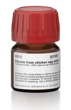 Albúmina de clara de huevo de gallina liofilizada en polvo, ≥90% (electroforesis en gel de agarosa), - Sigma Aldrich - Compuestos bioquímicos