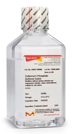 DULBECCO'S PHOSPHATE BUFFERED SALINE, MO pack 1X500ML - Sigma Aldrich - Reactivos y medios de cultivo celular